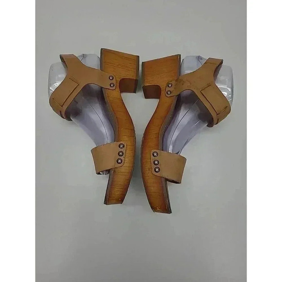 Lucky Brand Chunky Heeled Open Toed Sandals Women's Size 9.5 "Wood" Bottom Y2K - Picture 4 of 11